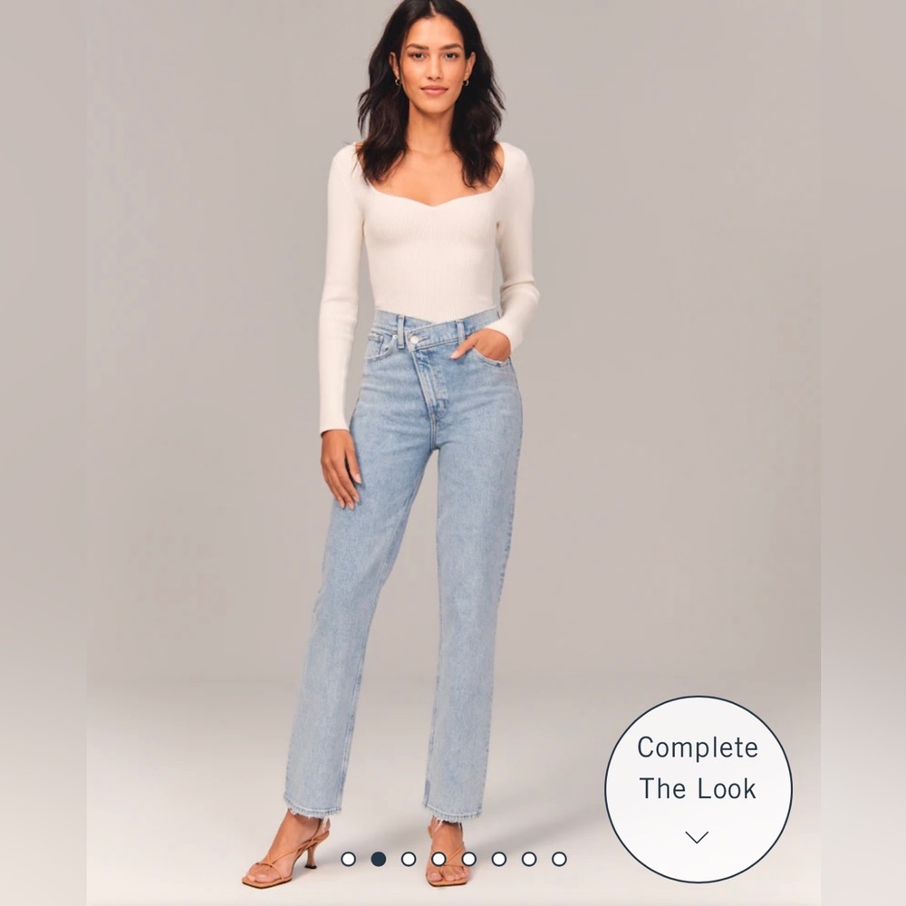 Abercrombie & Fitch High-Rise Light Wash Straight Jeans 32 XL extra long
